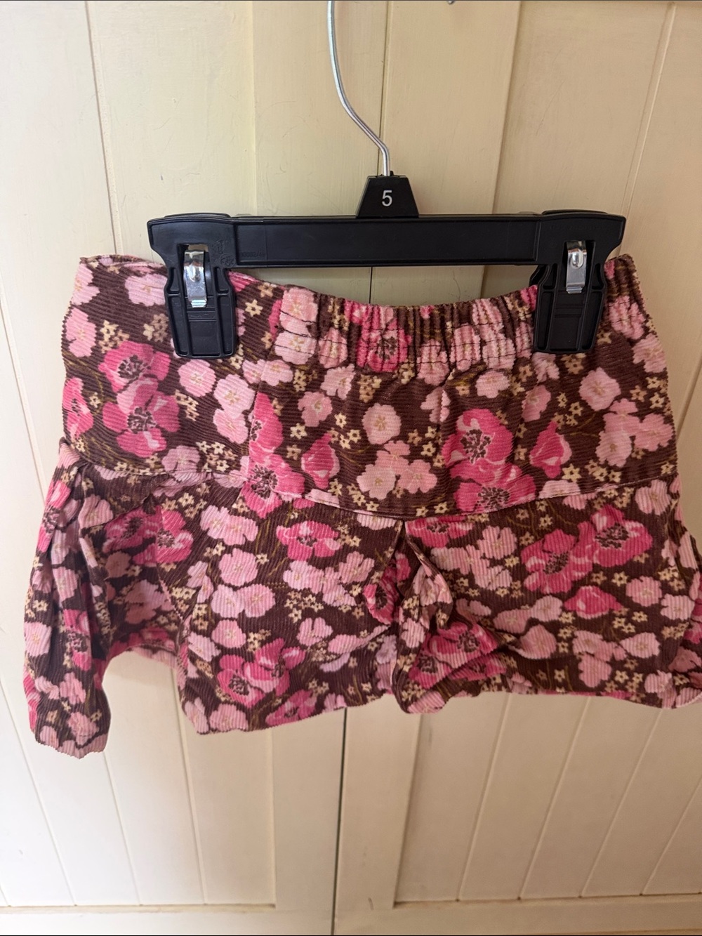 Gymboree Pink and Brown Floral Elastic-Waist Cotton Skirt